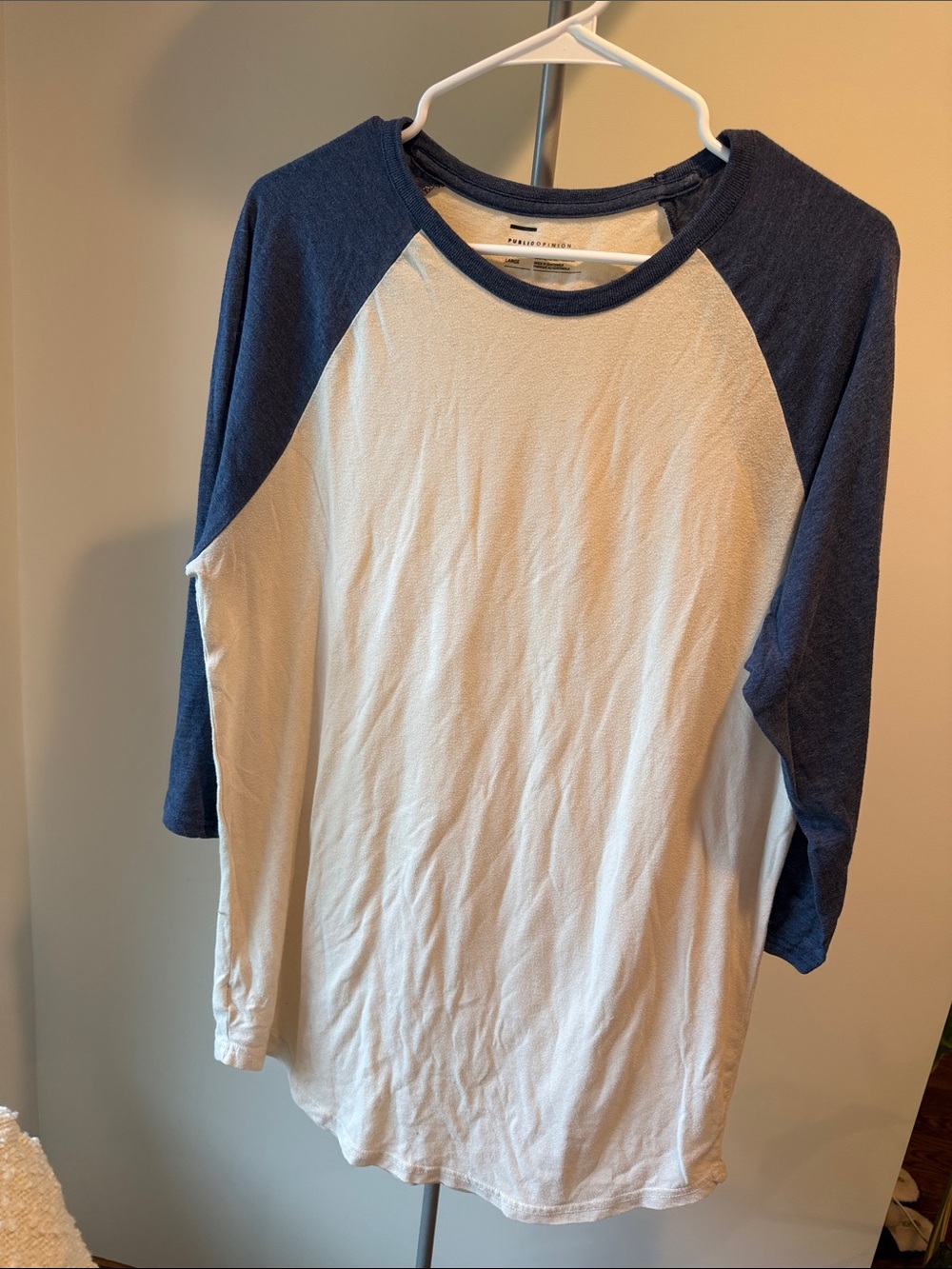 Men's Raglan Short Sleeve Tee in Cream and Navy - Casual Everyday